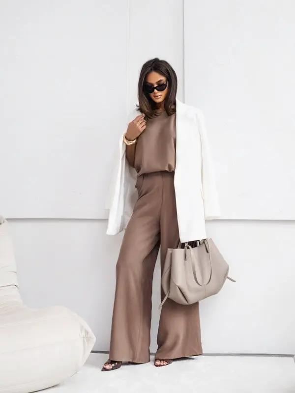 2 Piece Casual Set Short Sleeve T-Shirt Vest Loose Wide Leg Pants Seasonal Comfort by GJG Denim