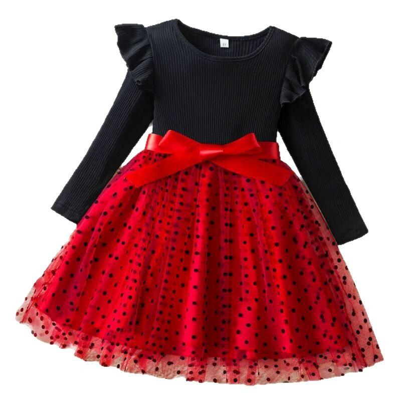 Long Sleeve Dress Dot Mesh Girl by GJG Denim