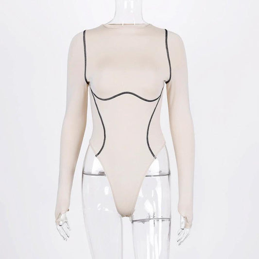 Long sleeve exposed seams bodysuit by GJG Denim
