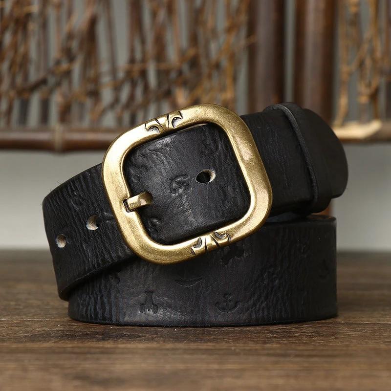 Men's Patterned Leather Belt by GJG Denim
