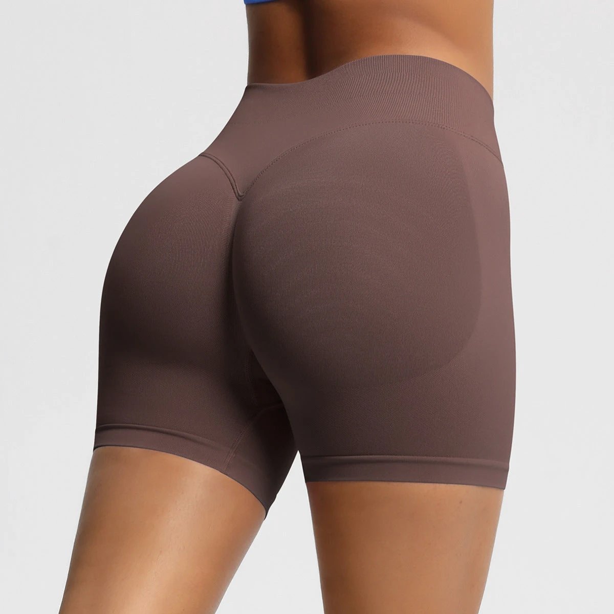 Seamless Three-section Waist Fitness Shorts Women's High Top Sports Yoga Shorts by GJG Denim