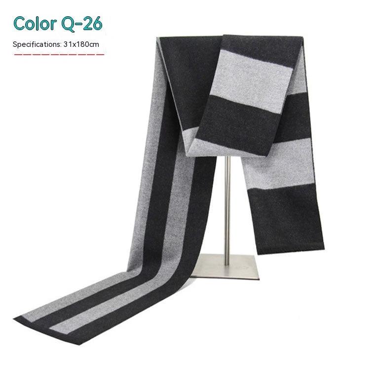 Men's Striped Winter Warm Artificial Cashmere Scarf For Men by GJG Denim