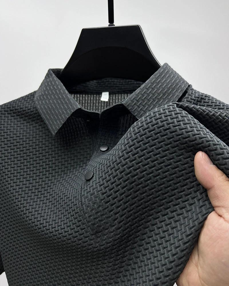 Mesh Ice Silk Short Sleeve Dress Shirt by GJG Denim