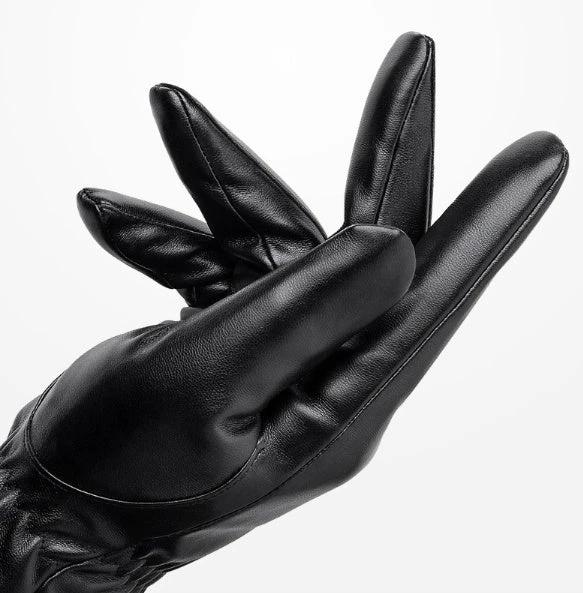 Men's PU Leather Warm Gloves by GJG Denim