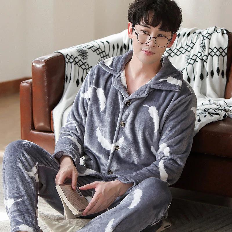 Flannel Warm And Thick Men's Pajamas by GJG Denim