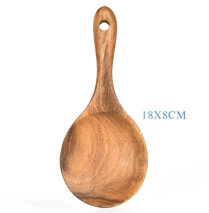 Teak Natural Wood Kitchen Utensils Set by GJG Denim