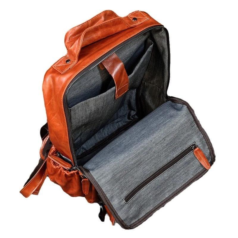 Men's Cowhide Flip Shoulder Large Capacity Computer Bag by GJG Denim