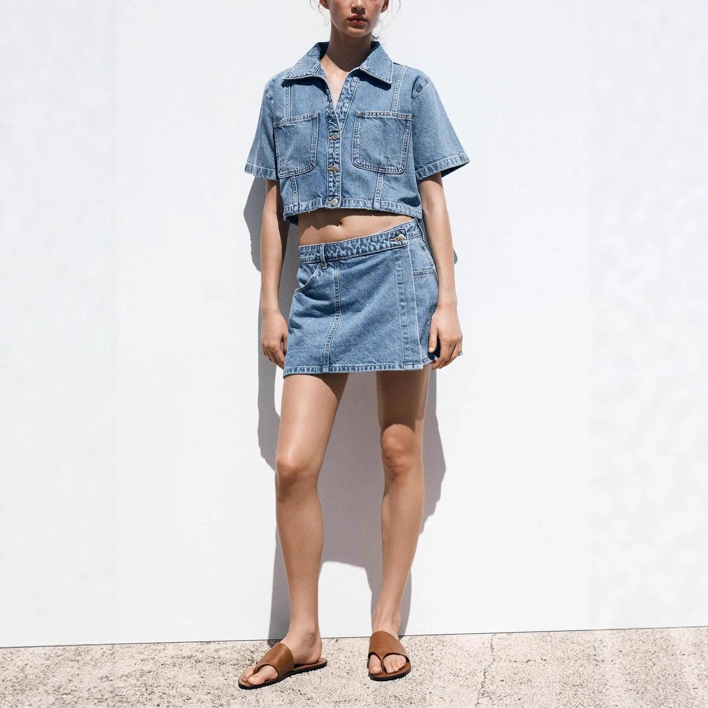 Women's Loose And Comfortable Denim skirt set by GJG Denim