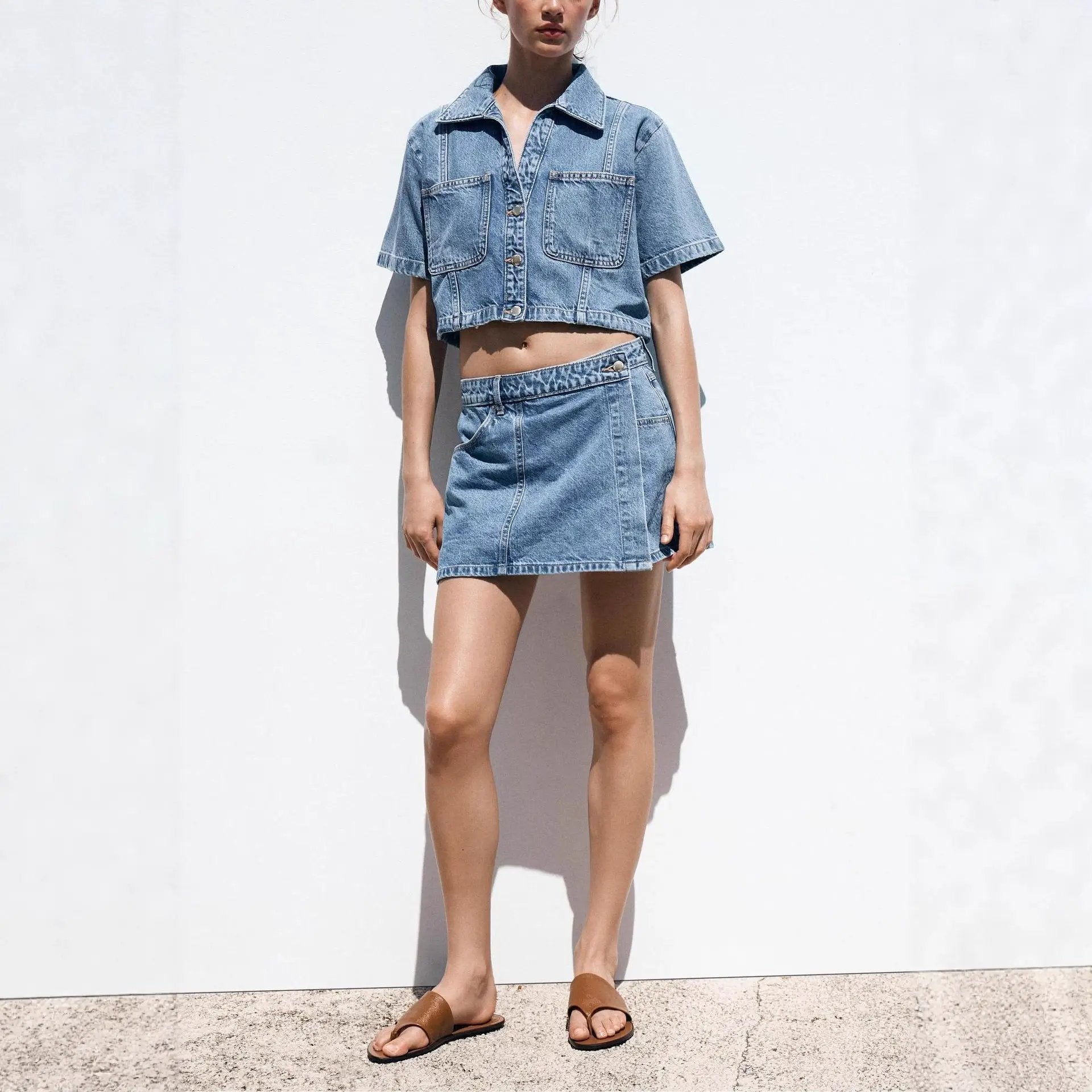Women's Loose And Comfortable Denim skirt set by GJG Denim