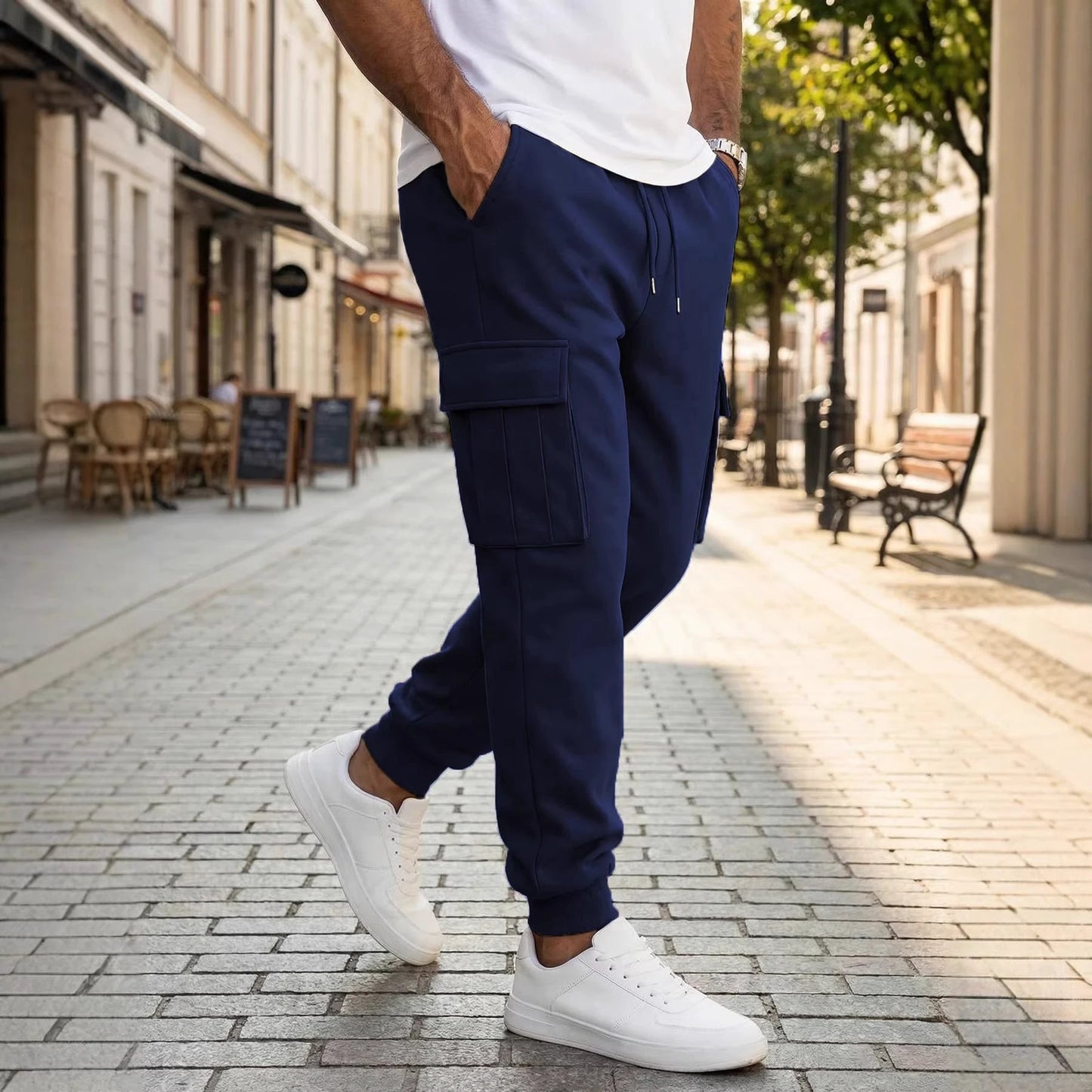 Men's Multiple Pockets And A Drawstring Casual Pants by GJG Denim