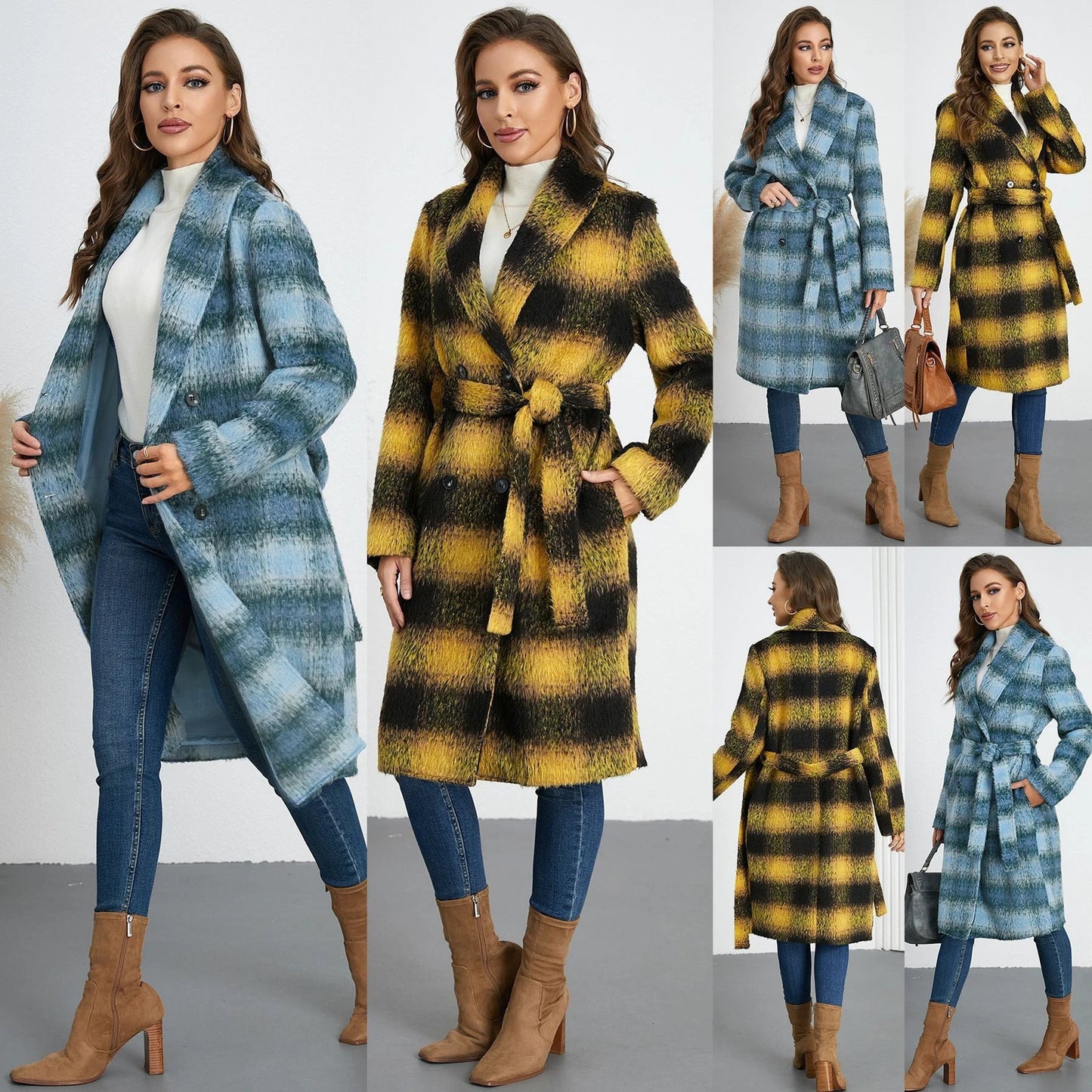 Winter Retro Slim Temperament Double Row Long-cut Coat by GJG Denim