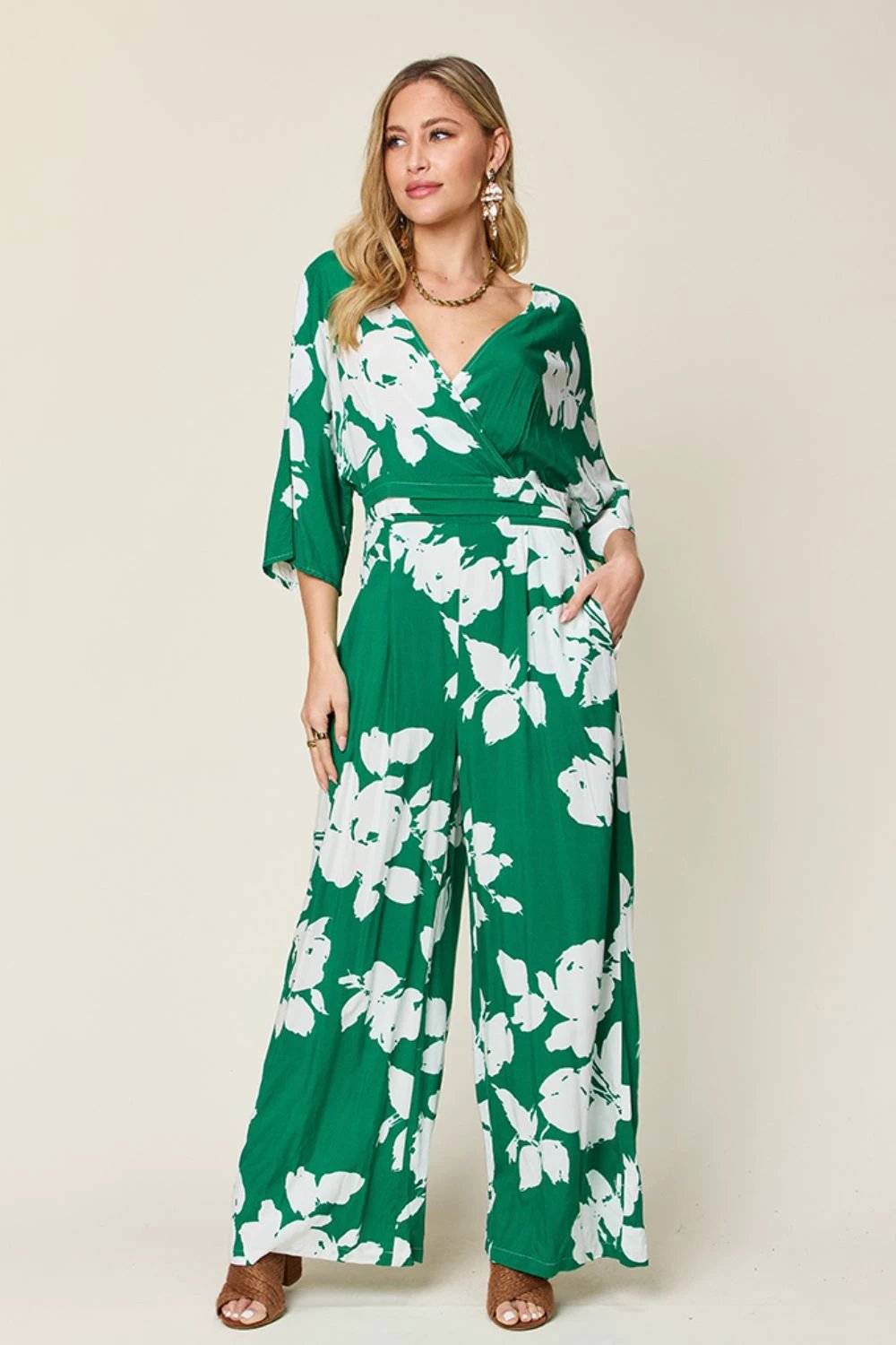 Printed Tie-Back Wide-Leg Jumpsuit by Lady Ros