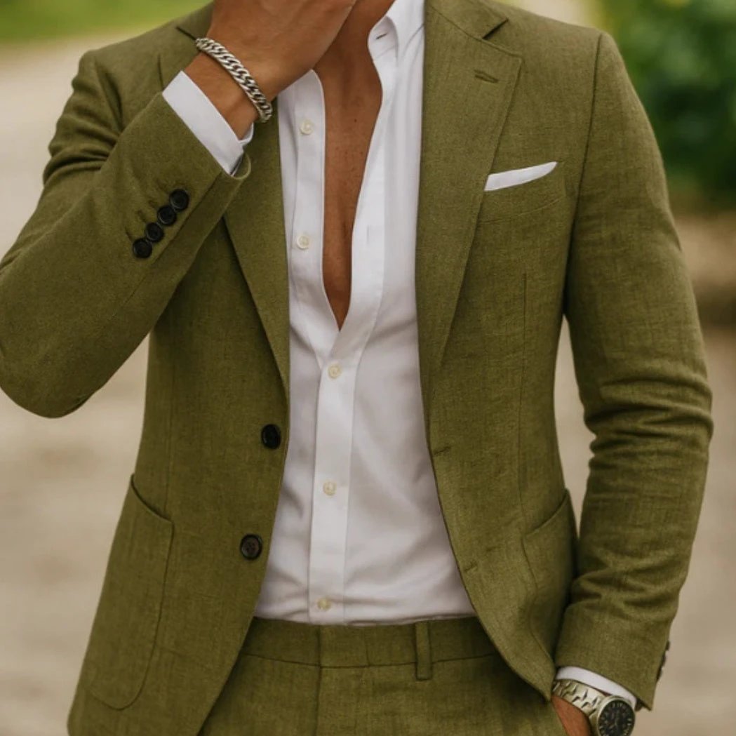 Men's Casual Two-piece Suit by GJG Denim