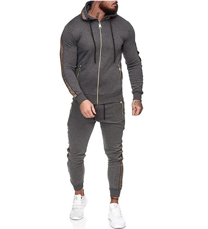 Men's Solid Color Casual Set With Hood by GJG Denim