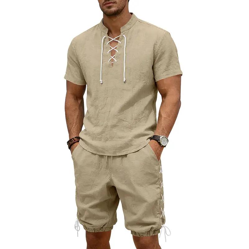 Men's Short-Sleeve Shorts Set by GJG Denim