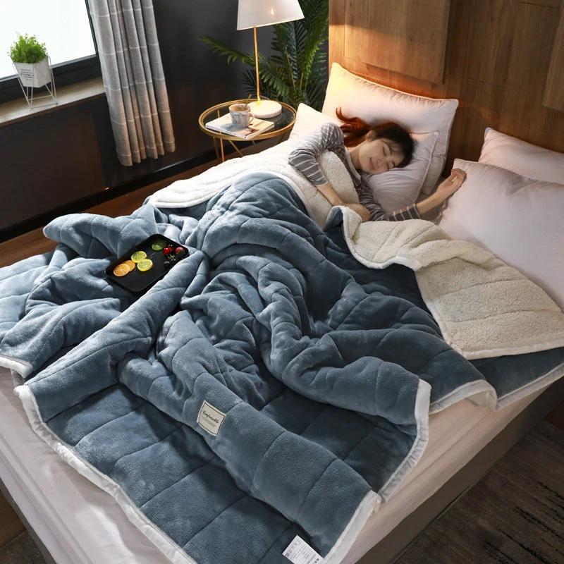 Fleece Throw Thick Warm Winter Blanket by GJG Denim