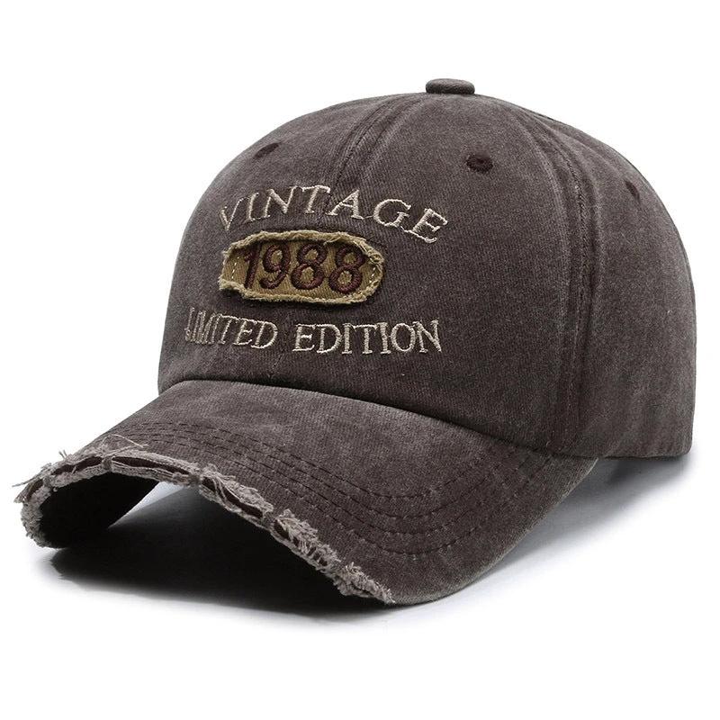 Men's Retro Old Ripped Letter Embroidered Baseball Cap by GJG Denim