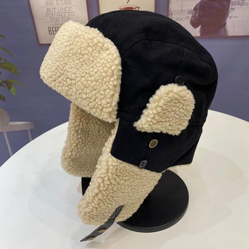 Men's Anti-chill Ear Protection Plush Cotton Thunderbolt Hat by GJG Denim