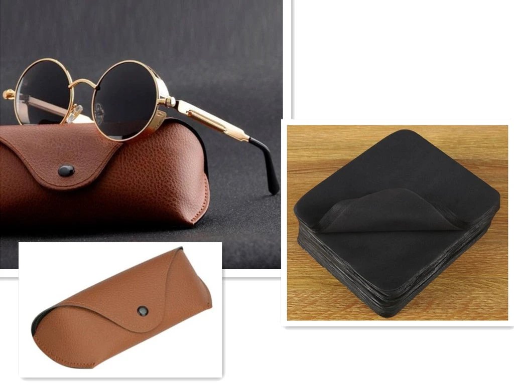 UV Protection Round Frame Metal Sunglasses For Men by GJG Denim