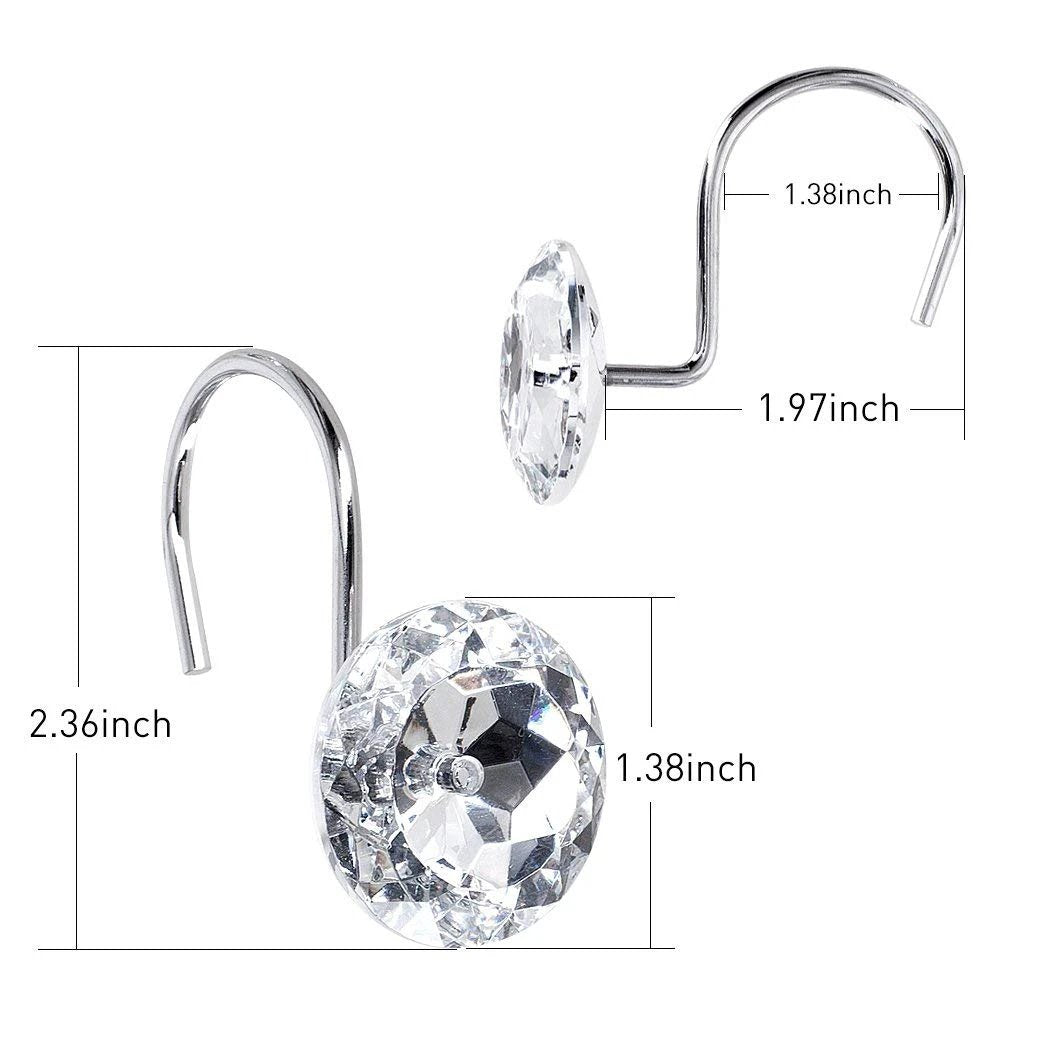 Transparent Rhinestone Shower Curtain Hook by GJG Denim