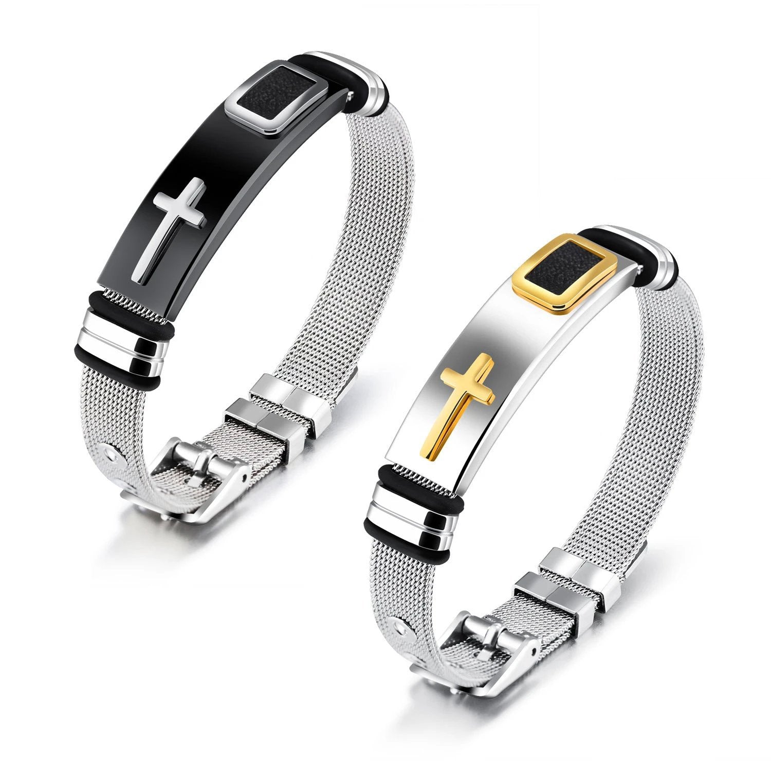 Cross Stainless Steel Bracelet For Men by GJG Denim