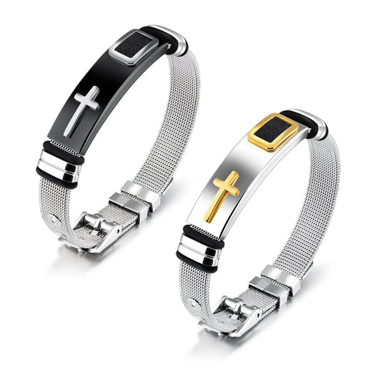Cross Stainless Steel Bracelet For Men by GJG Denim