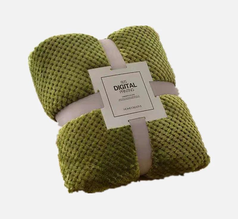 Pure Color Mesh Pineapple Grid Fleece Blanket by GJG Denim