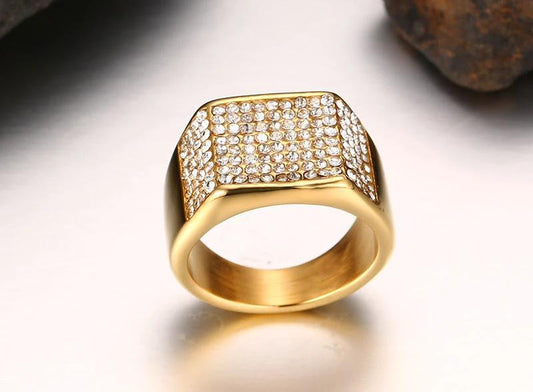Men's Titanium Steel Zircon Ring by GJG Denim