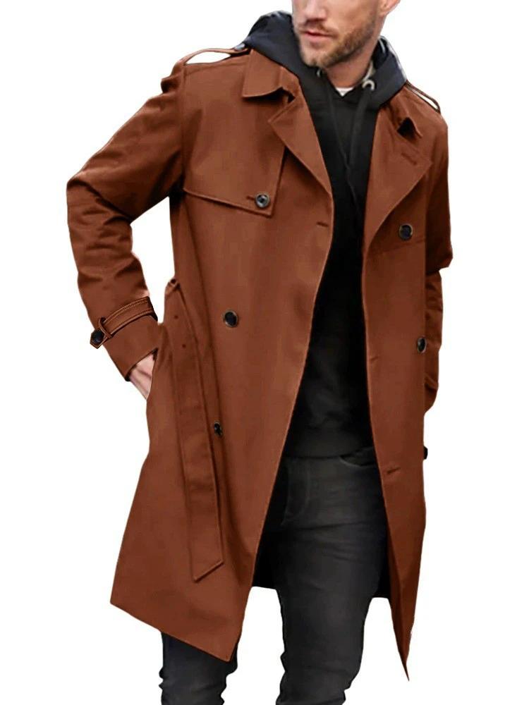 Men's Double-breasted Long-sleeved Lapel Coat by GJG Denim