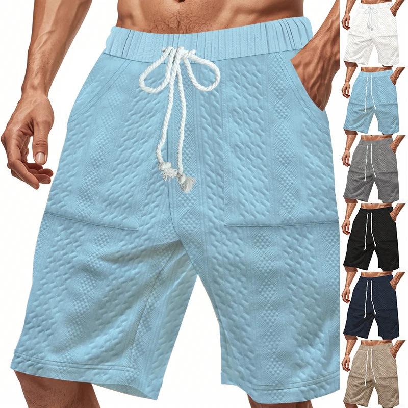 Men's Casual Loose-fitting Knitted Jacquard Shorts by GJG Denim