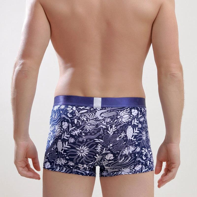 Men's All-Cotton Boxer Briefs With A Printed Design by GJG Denim