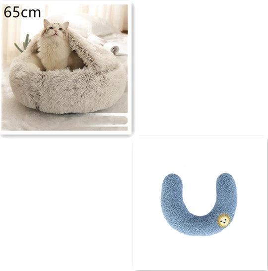 2 In 1 Dog And Cat Bed Pet Winter Bed Round Plush Warm Bed House Soft Long Plush Pets Bed Pet Products by GJG Denim