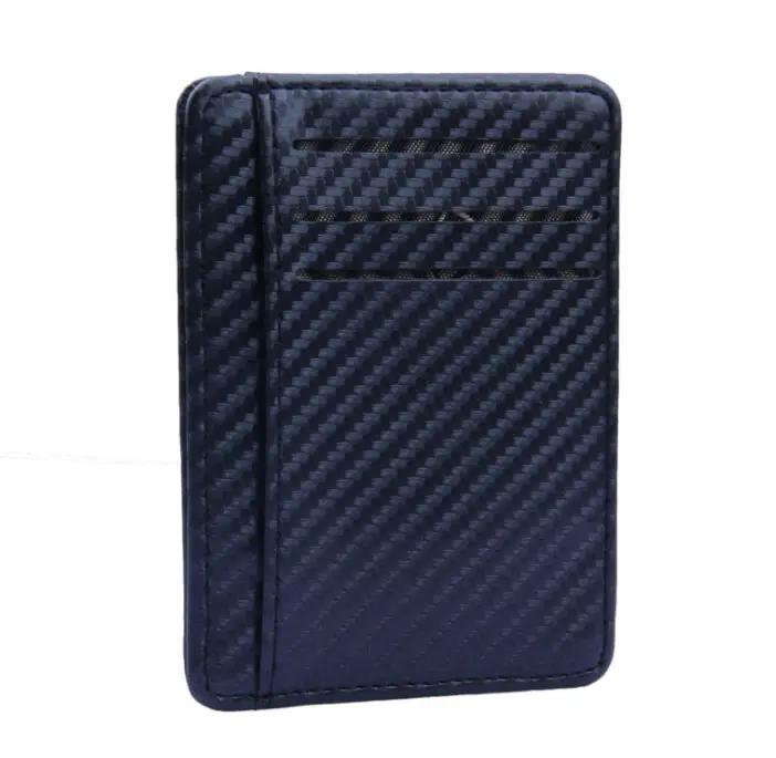 Pu Leather Carbon Fiber Mini Slim Credit Card ID Holder with RFID Wallet For Men by GJG Denim