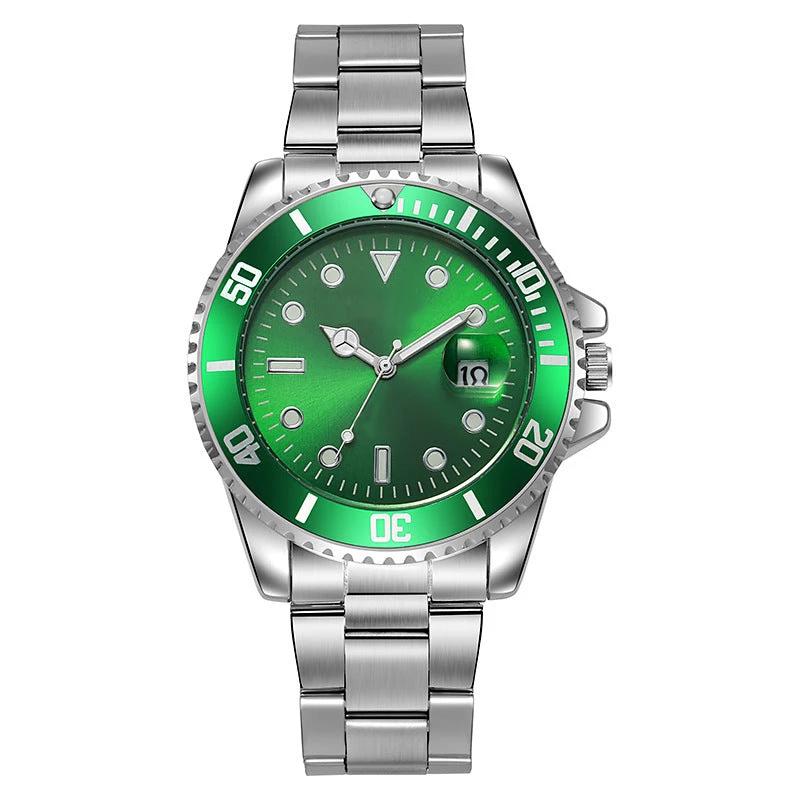 Luminous Solid Steel Strap Single Calendar Men's Watch by GJG Denim