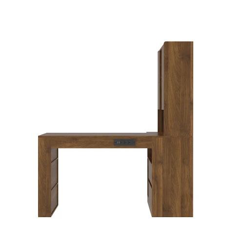 L Shaped Desk,Computer Desk With Drawers, Bookshelf, with LED Light, Modern Corner Desk by GJG Denim