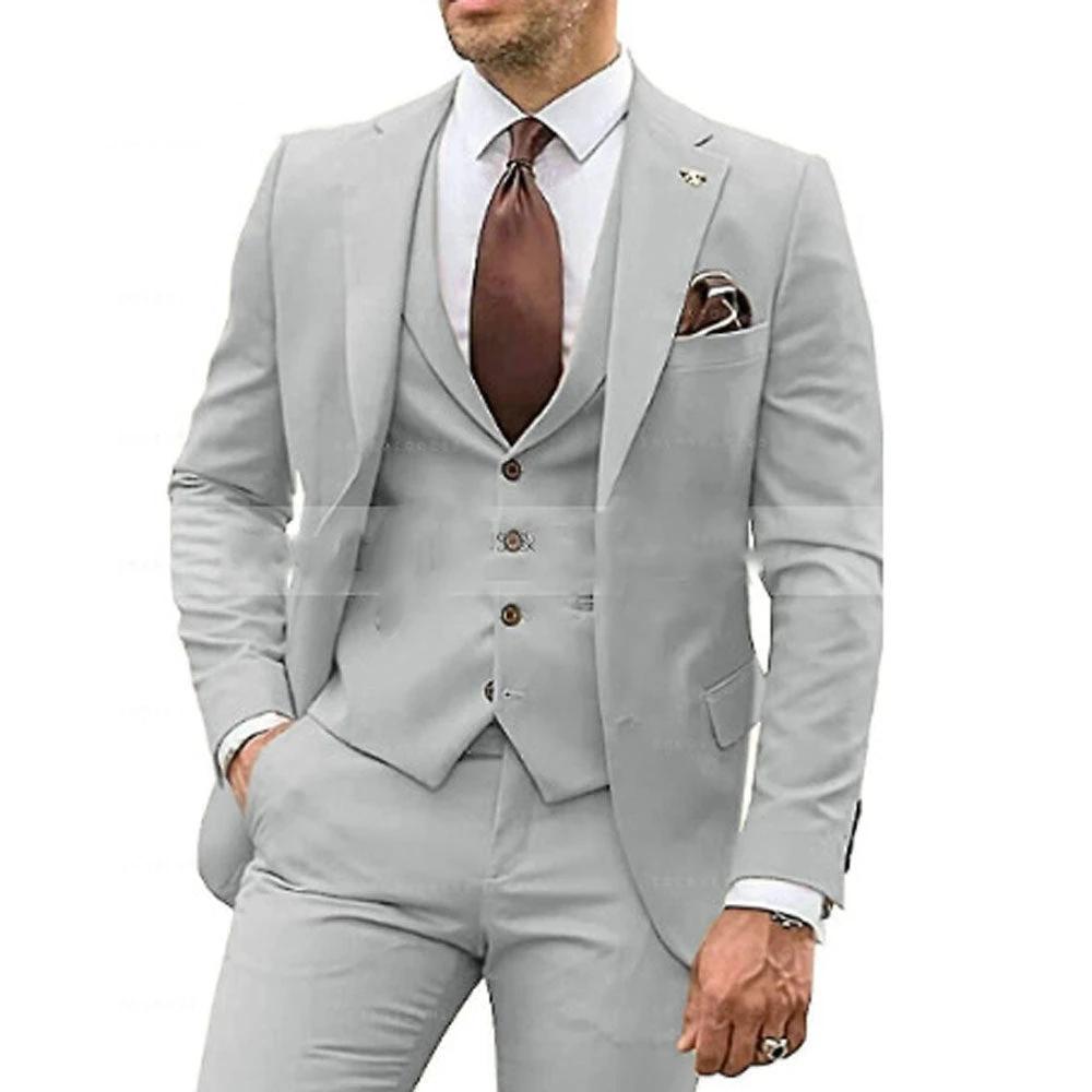Men's Three-piece Slim-fit Dovetail Suit by GJG Denim