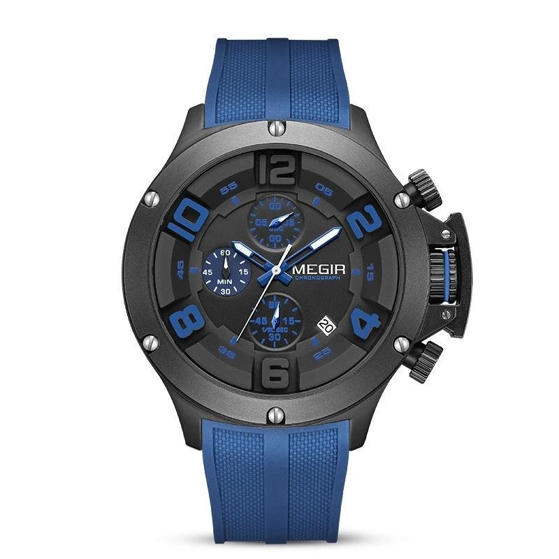 Men's Multi-function Chronograph Sports Quartz Silicone Band Watch by GJG Denim
