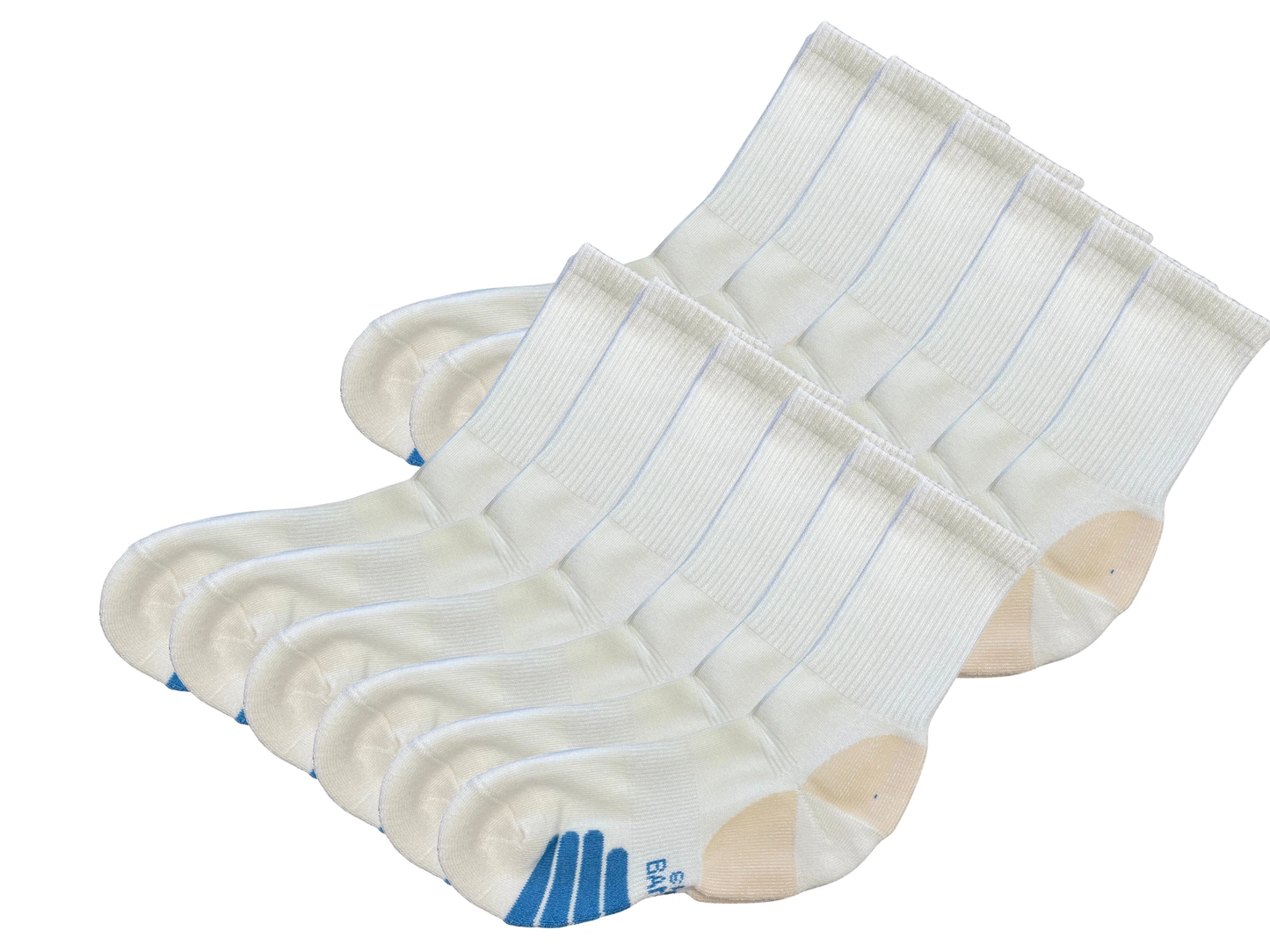 High Performance Crew Bamboo Viscose Socks Unisex White Color - 12-pack by Spun Bamboo