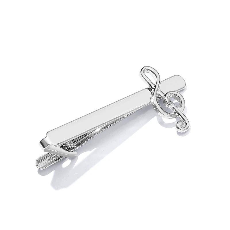 Men's Music Note Tie Clip And Cufflinks by GJG Denim
