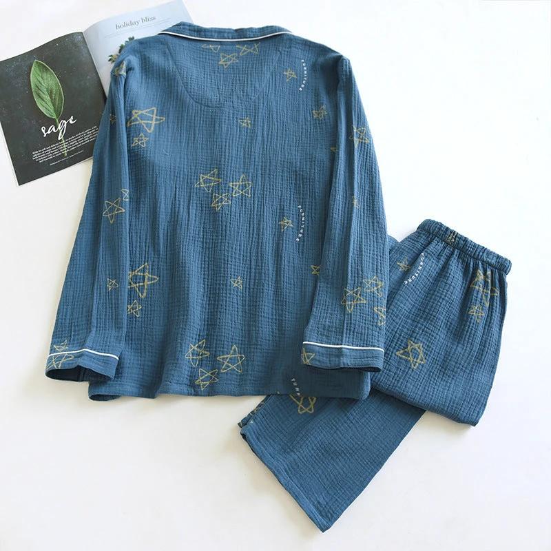 Men's Cotton Crepe Double-layer Gauze Pajamas by GJG Denim