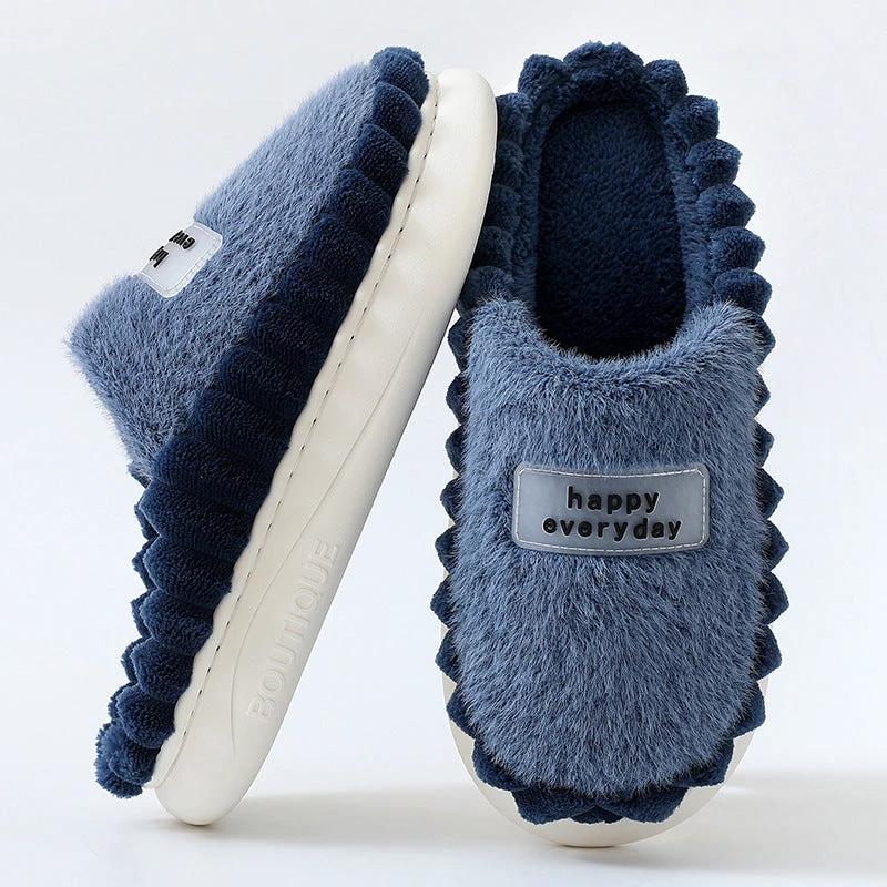 Men's Thick-soled Fleece Slip On Slippers by GJG Denim