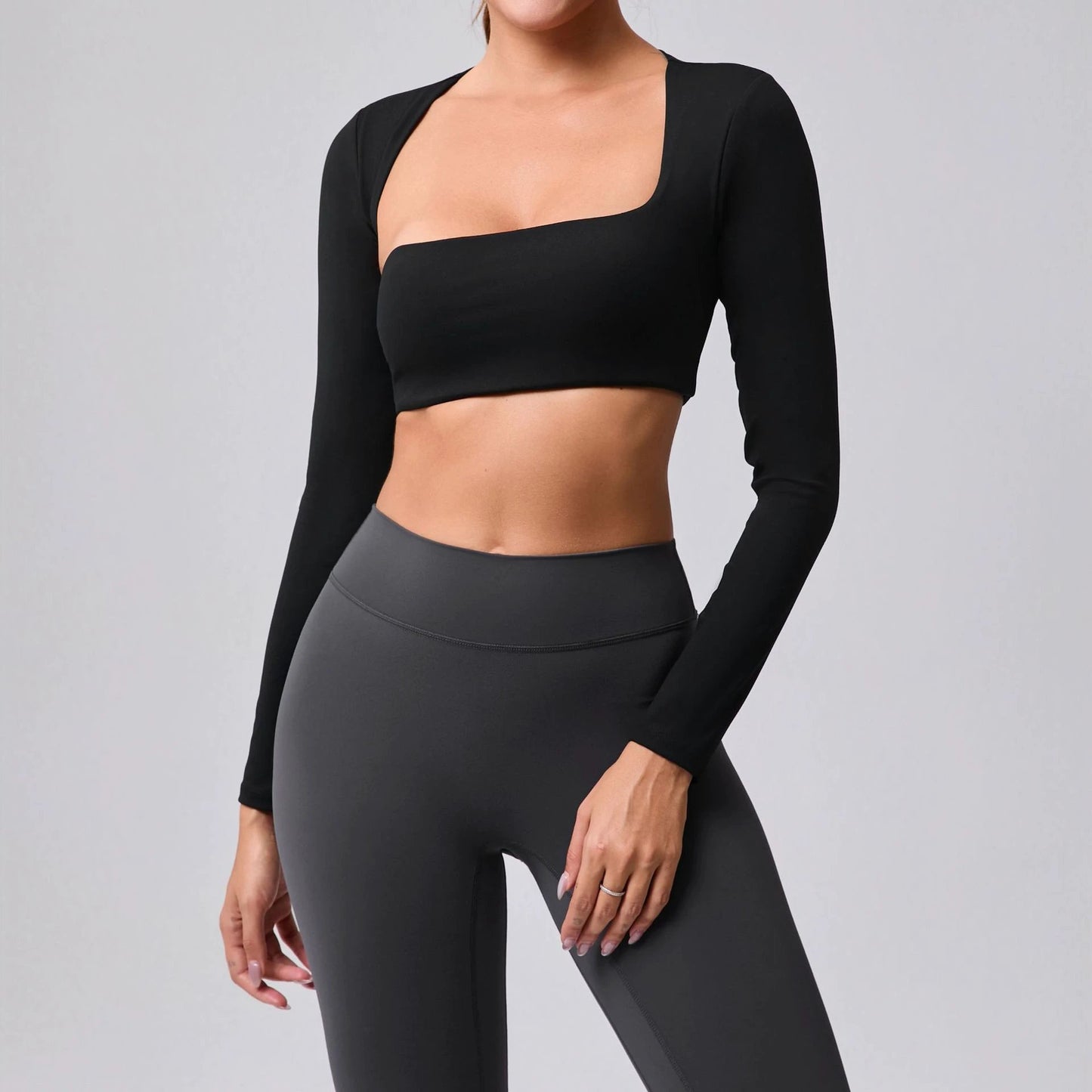 Autumn Sand Brushed Shawl Long Sleeve Yoga Wear by GJG Denim