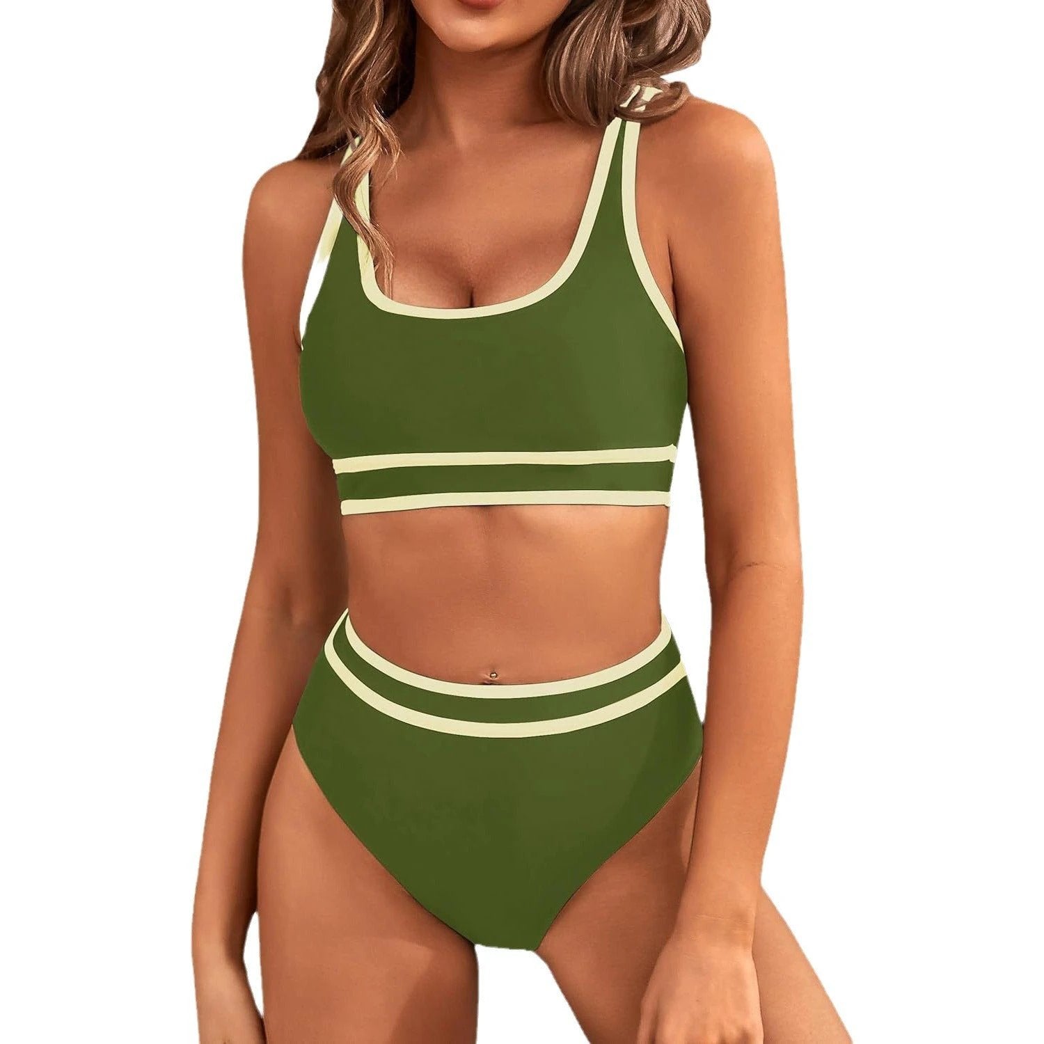Bikini Tight-fitting Solid Color Swimsuit For Women by GJG Denim