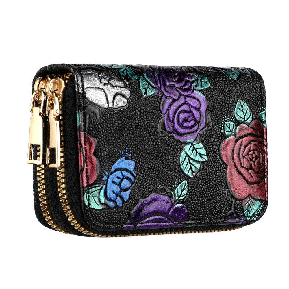 Women's Multiple Card Slots Hand-painted Wallet Double Layer by GJG Denim