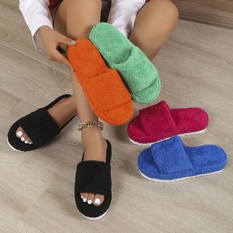Fuzzy Slippers Women Winter House Shoes by GJG Denim