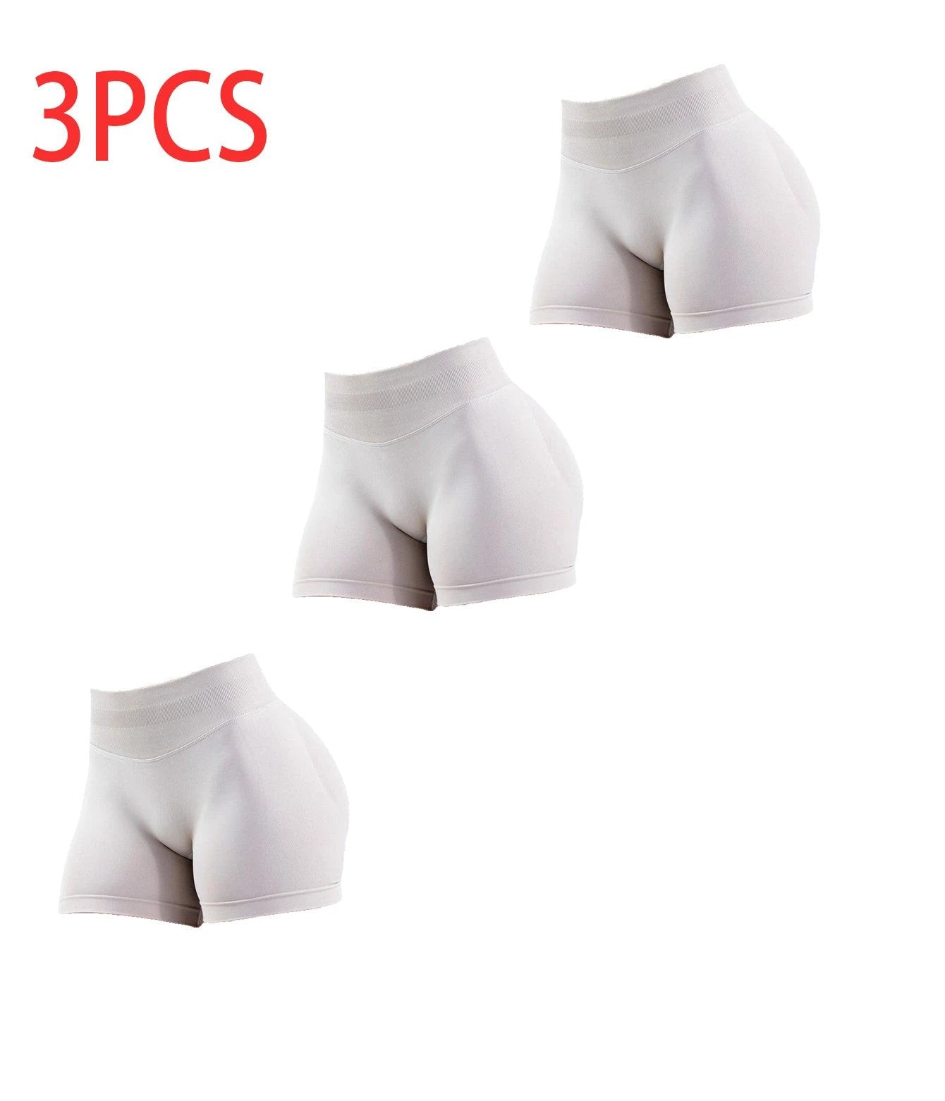 3PCS High-waisted Solid-color Training Shorts by GJG Denim