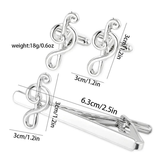 Men's Music Note Tie Clip And Cufflinks by GJG Denim