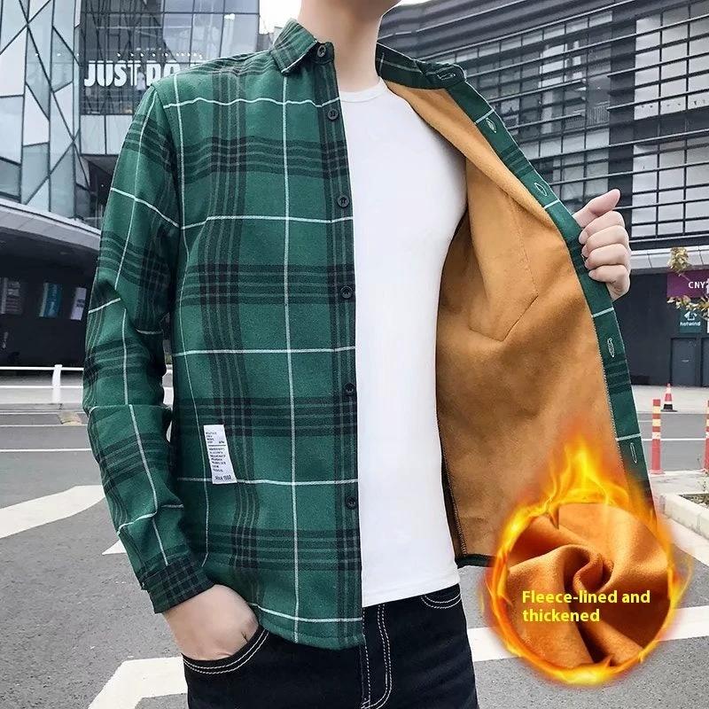 Men's Warm Thickened Slim Fit Shirt Coat by GJG Denim