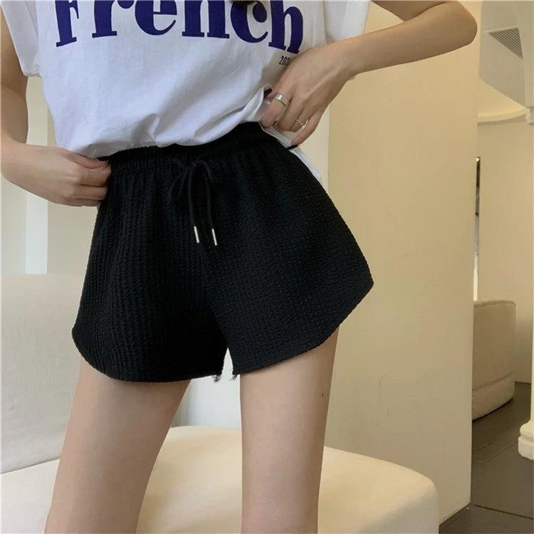Waffle Casual All-Match Sports Shorts For Women by GJG Denim