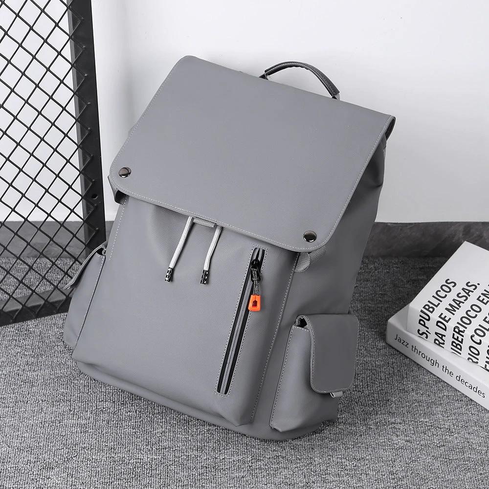 Men's Large Capacity Laminated Leather Fashionable Backpack by GJG Denim